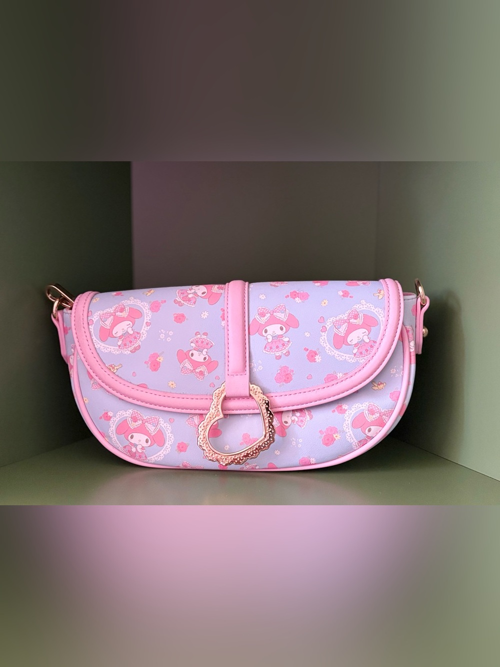 Pink Character Print Crossbody Bag - Cute Pastel Shoulder Purse 💘